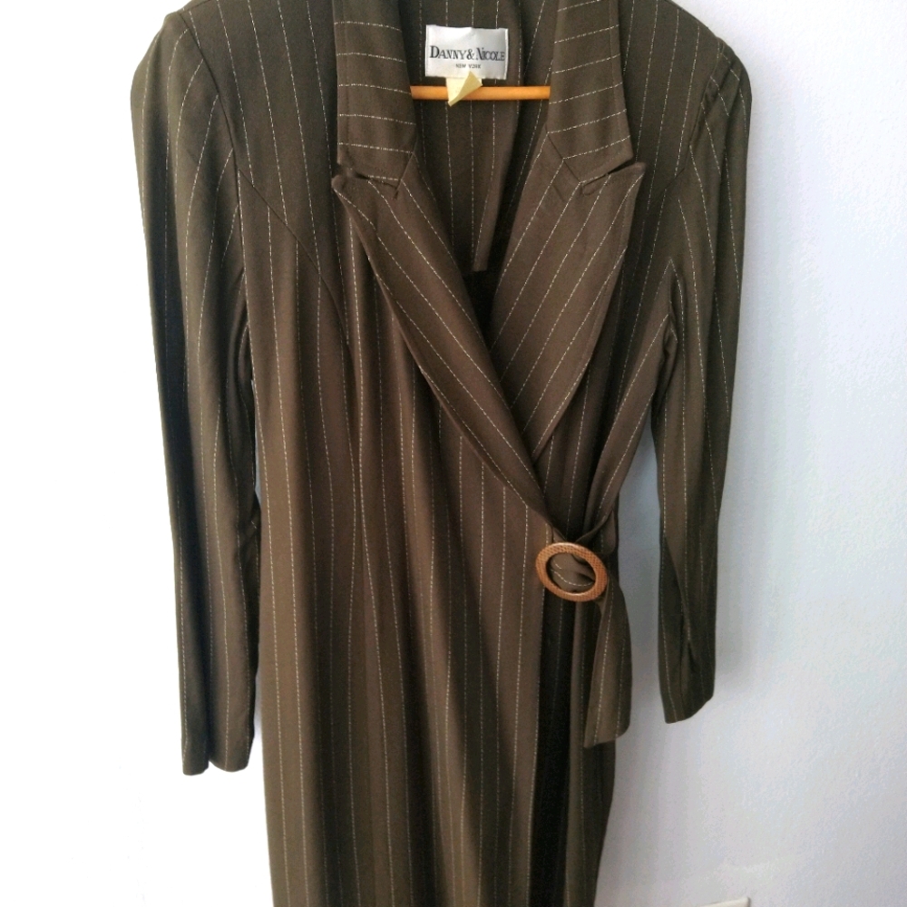 Vintage 90s pinstripe office wrap dress